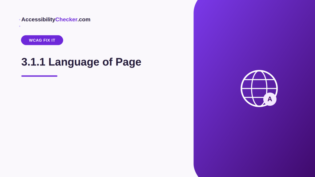 WCAG Fix It Guide: 3.1.1 Language of Page