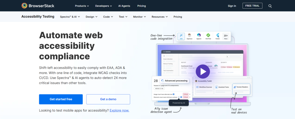 BrowserStack accessibility testing